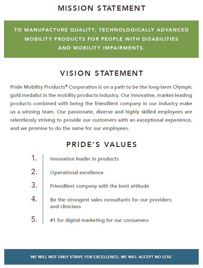 Our Company Creed :: About Us | Pride Mobility®